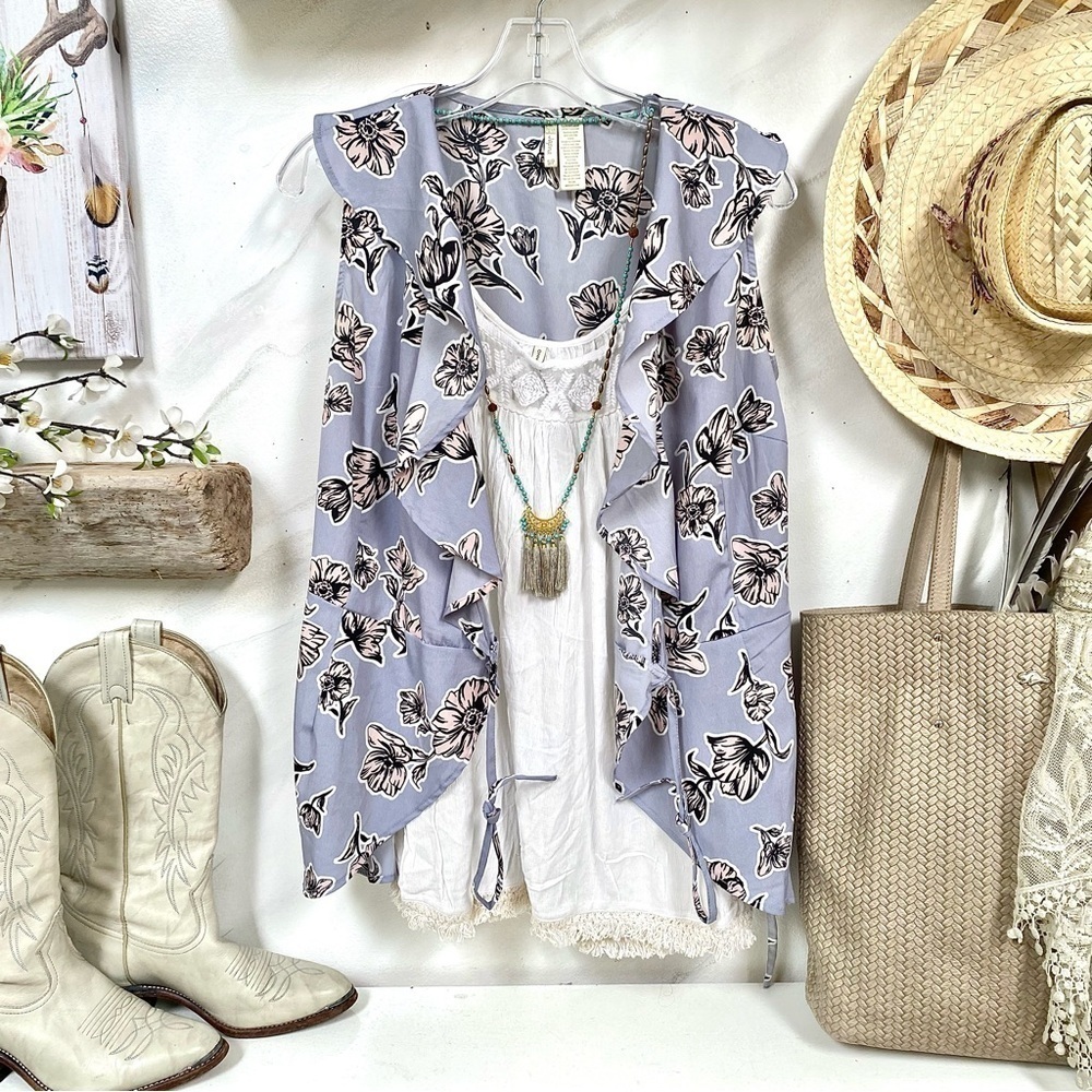Sweet floral boho ruffled tank summer perfect
